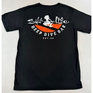 Salt Life Mens T-Shirt Deep Dive Bar Mermaid Graphic Black Small